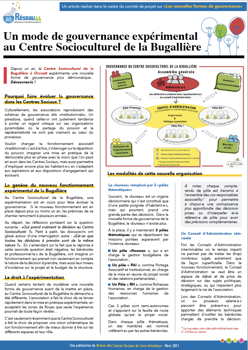 Gouvernance centre socioculturel bugallière orvault