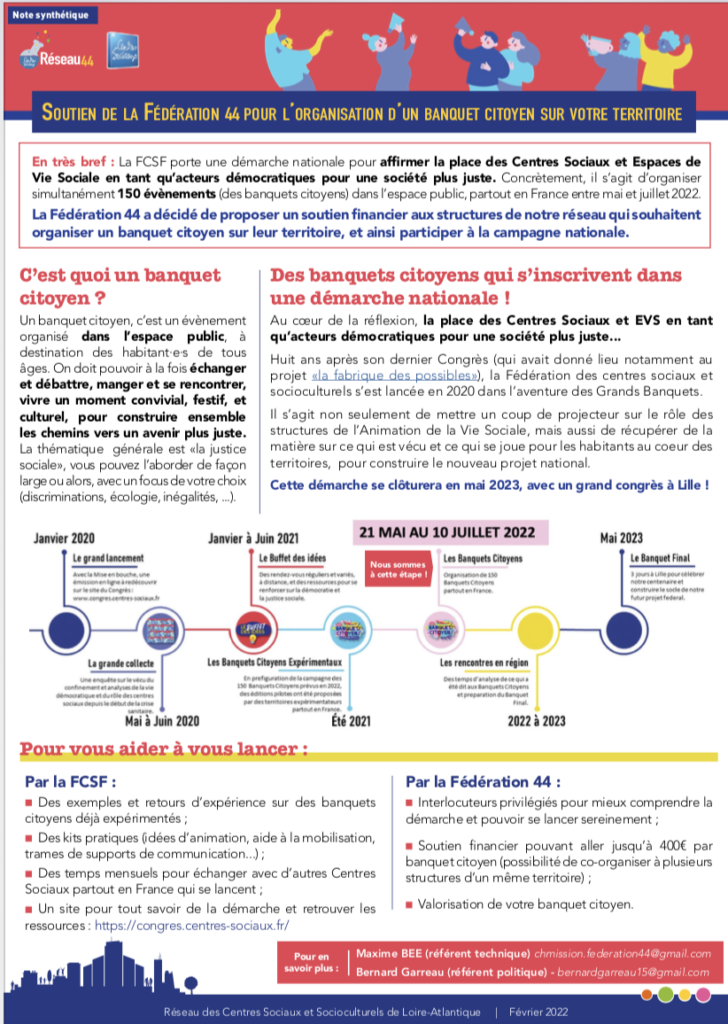 Banquet citoyen centres sociaux