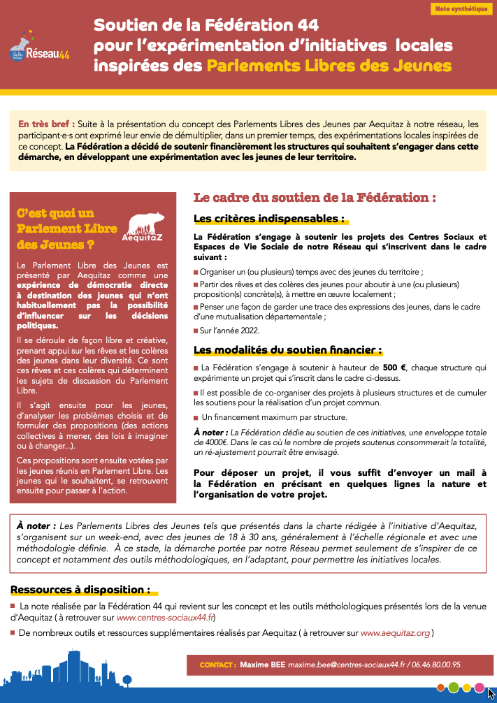 Soutien parlement libre des jeunes